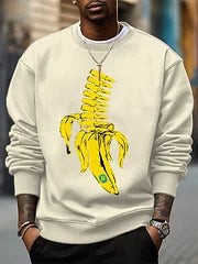 Men's Banana Graphic Print Cotton Casual Sweatshirt