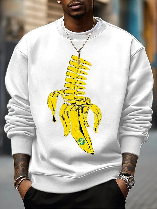 Men's Banana Graphic Print Cotton Casual Sweatshirt