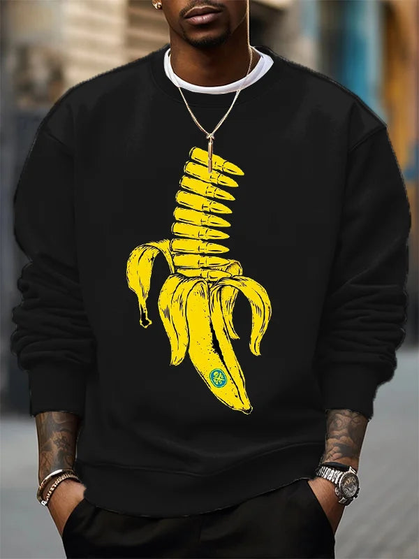 Men's Banana Graphic Print Cotton Casual Sweatshirt