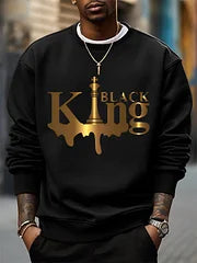 Men’s Black King Print Sweatshirt – Casual & Stylish