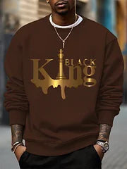 Men’s Black King Print Sweatshirt – Casual & Stylish