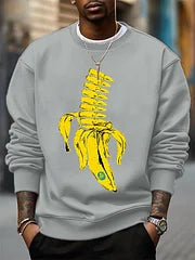 Men's Banana Graphic Print Cotton Casual Sweatshirt