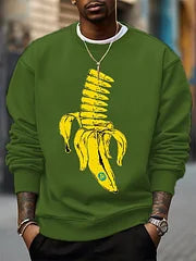 Men's Banana Graphic Print Cotton Casual Sweatshirt