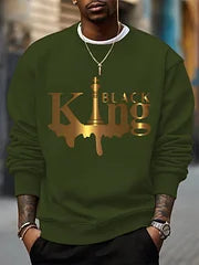 Men’s Black King Print Sweatshirt – Casual & Stylish