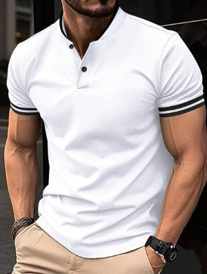 Men's Patchwork Short Sleeve Polo Shirt – Stylish & Comfortable