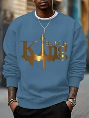 Men’s Black King Print Sweatshirt – Casual & Stylish