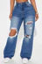 Raveena Ripped Straight Leg Jeans – Medium Wash