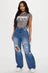 Raveena Ripped Straight Leg Jeans – Medium Wash