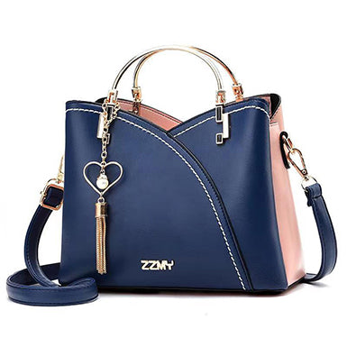 Women's Tulip Accent Handbag – Modern Metal Handle & Shoulder Strap