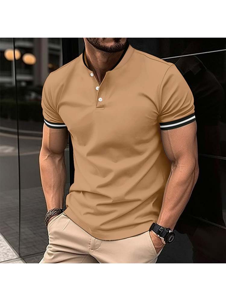 Men's Patchwork Short Sleeve Polo Shirt – Stylish & Comfortable