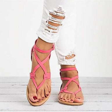 Women's Diamond-Design Ankle Strap Sandals – Elegant & Stylish