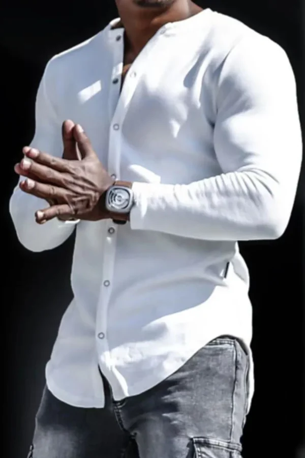 White Men's Basic Long Sleeve Top Cardigan