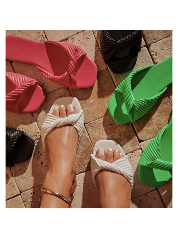 Pure Color Knot Flat Heel Slippers