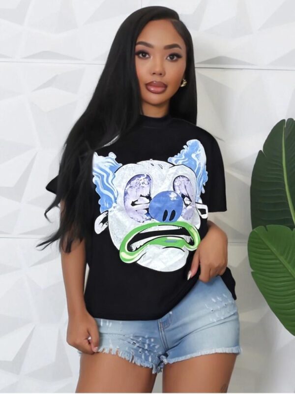 Cartoon Print Loose Pullover T-shirts