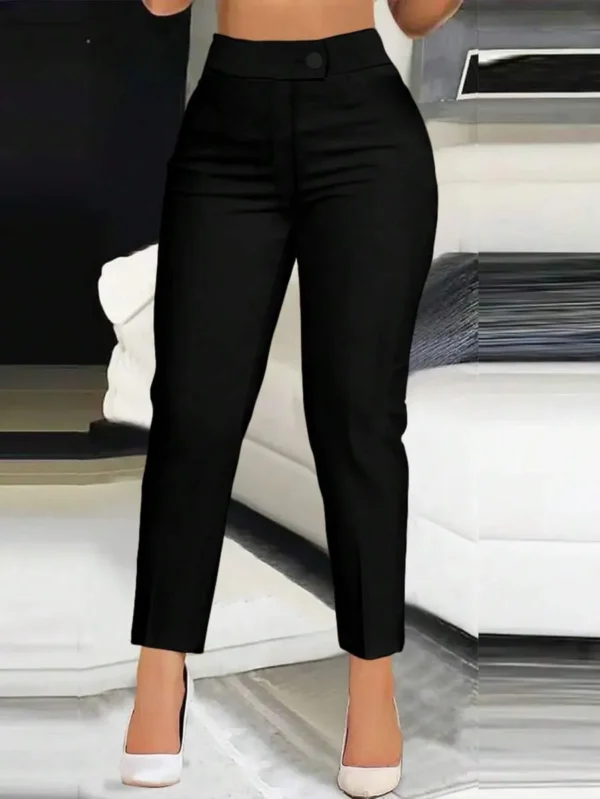 Women's Solid Color High Waist Button Zip Casual Pants