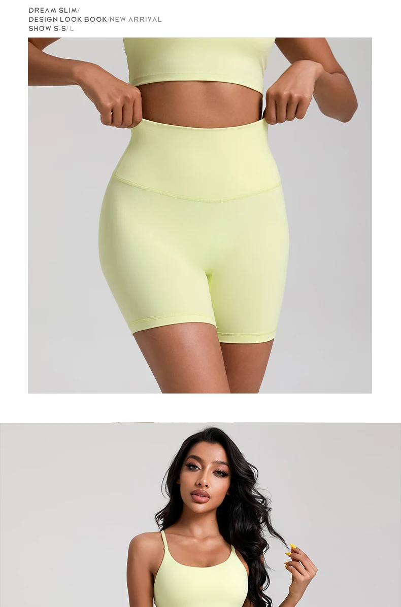 Solid Color Women Fitness Sports Short High Waist Yoga Short Leg Cycling Comprehensive Training Jog Squat Proof Internal Pocket