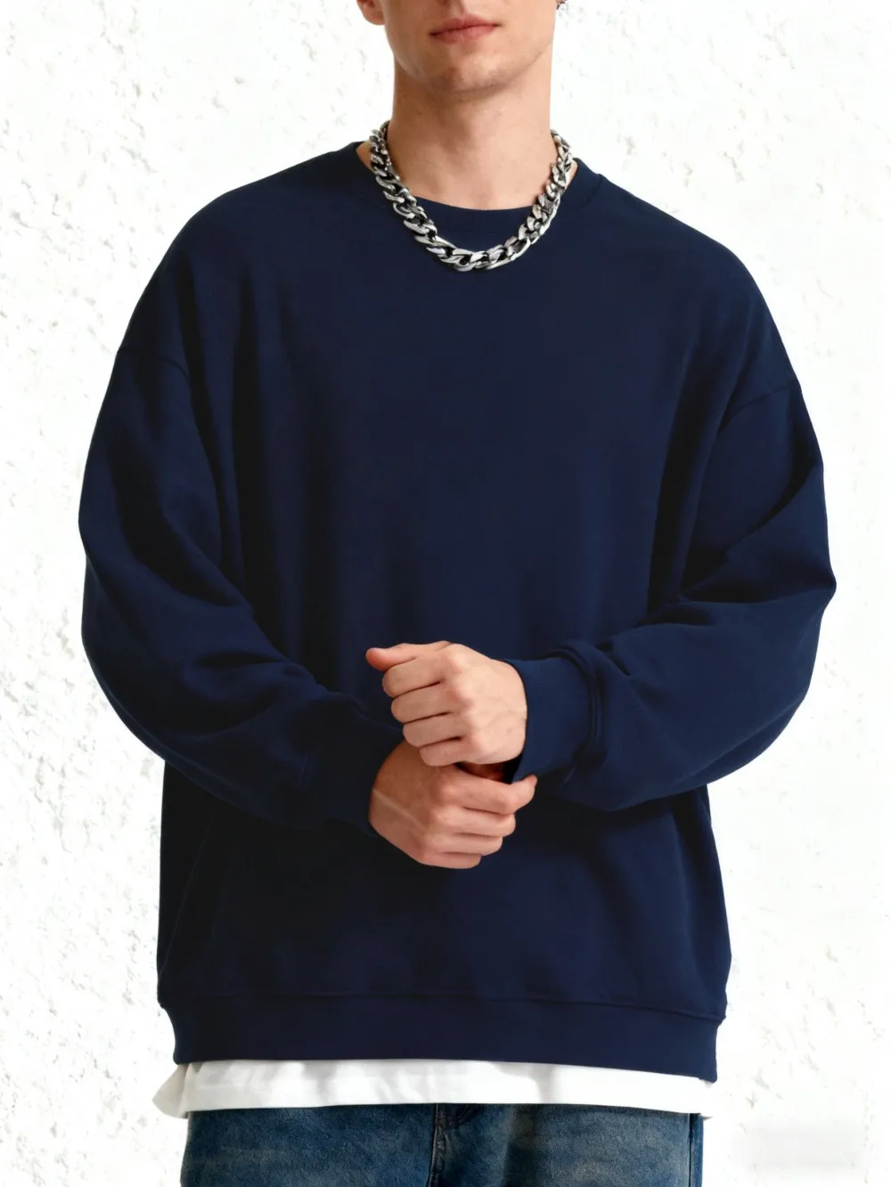 Men'S Solid Sweatshirts Autumn Winter Loose Fleece Soft Hoodies Basics Crewneck Warm Sportswears Street Casual Mens Clothes