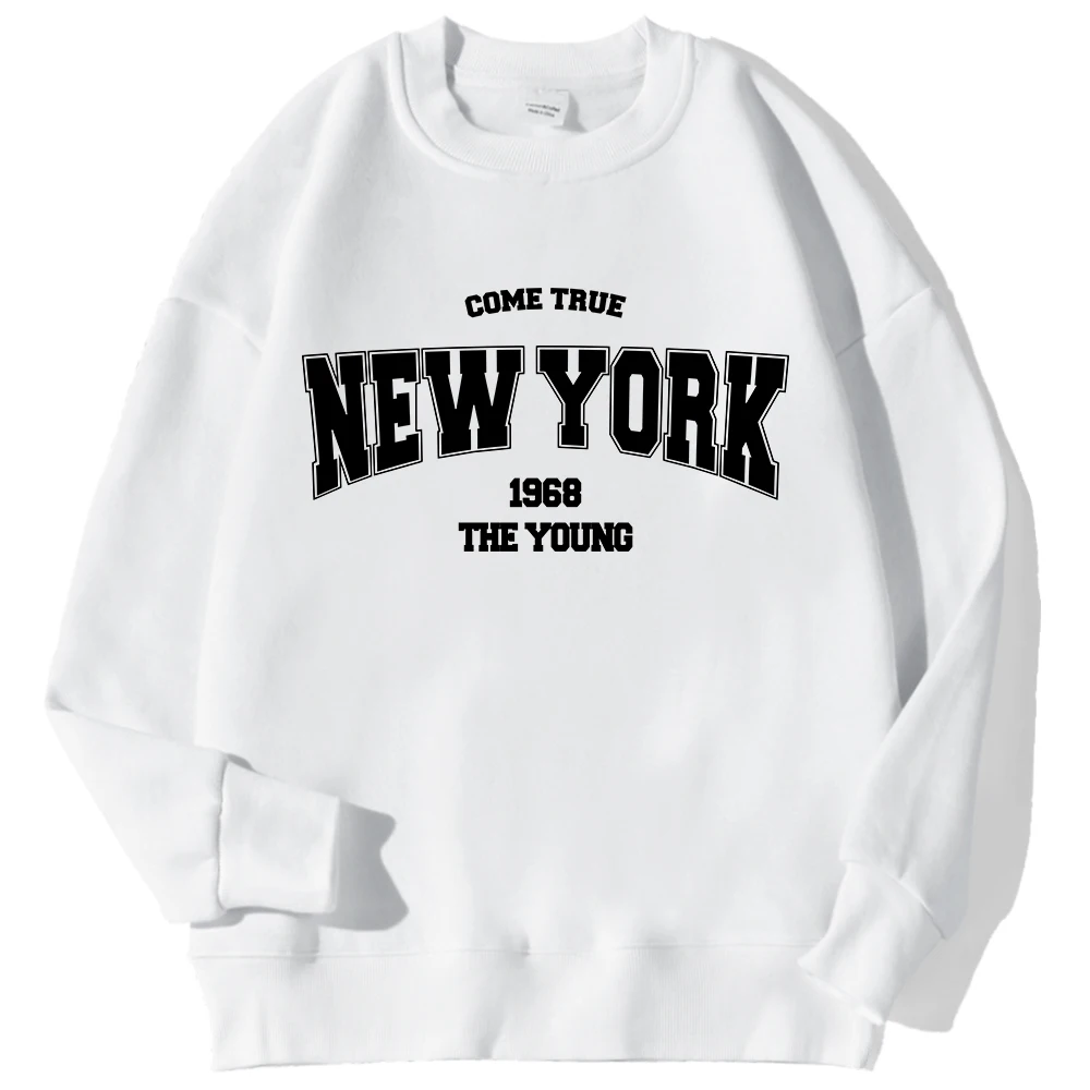 New York California Malibu Letter Sweatshirts Winter Women Casual Loose Hoodie Fleece Warm Crewneck Pullover Comfortable Clothes