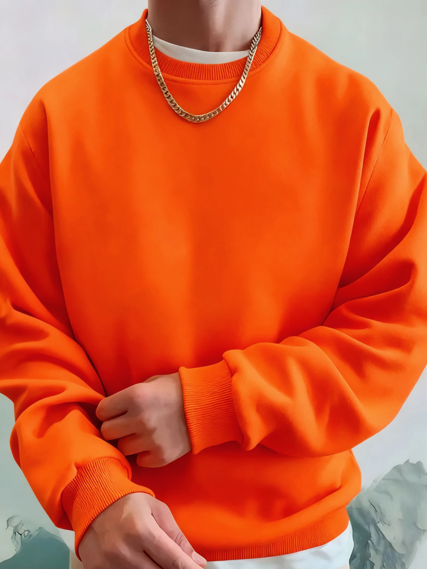 Men'S Solid Sweatshirts Autumn Winter Loose Fleece Soft Hoodies Basics Crewneck Warm Sportswears Street Casual Mens Clothes