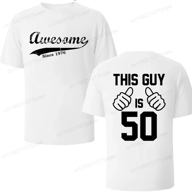 Unisex Casual Short Sleeve T-Shirt 'Awesome since 1976' Print Designer Tee Top for Men And Women WO01