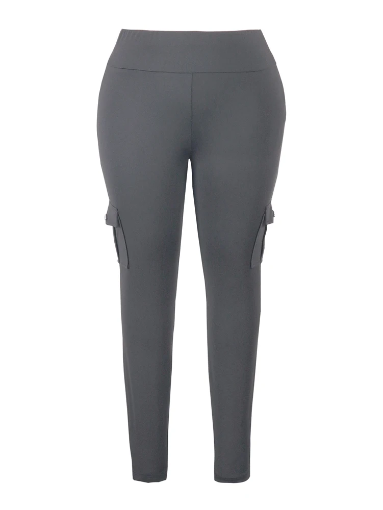 Plus Size Women's Butt Lift Leggings with Flap Pockets Women's Workout Leggings All Season All Season Casual Best Choice