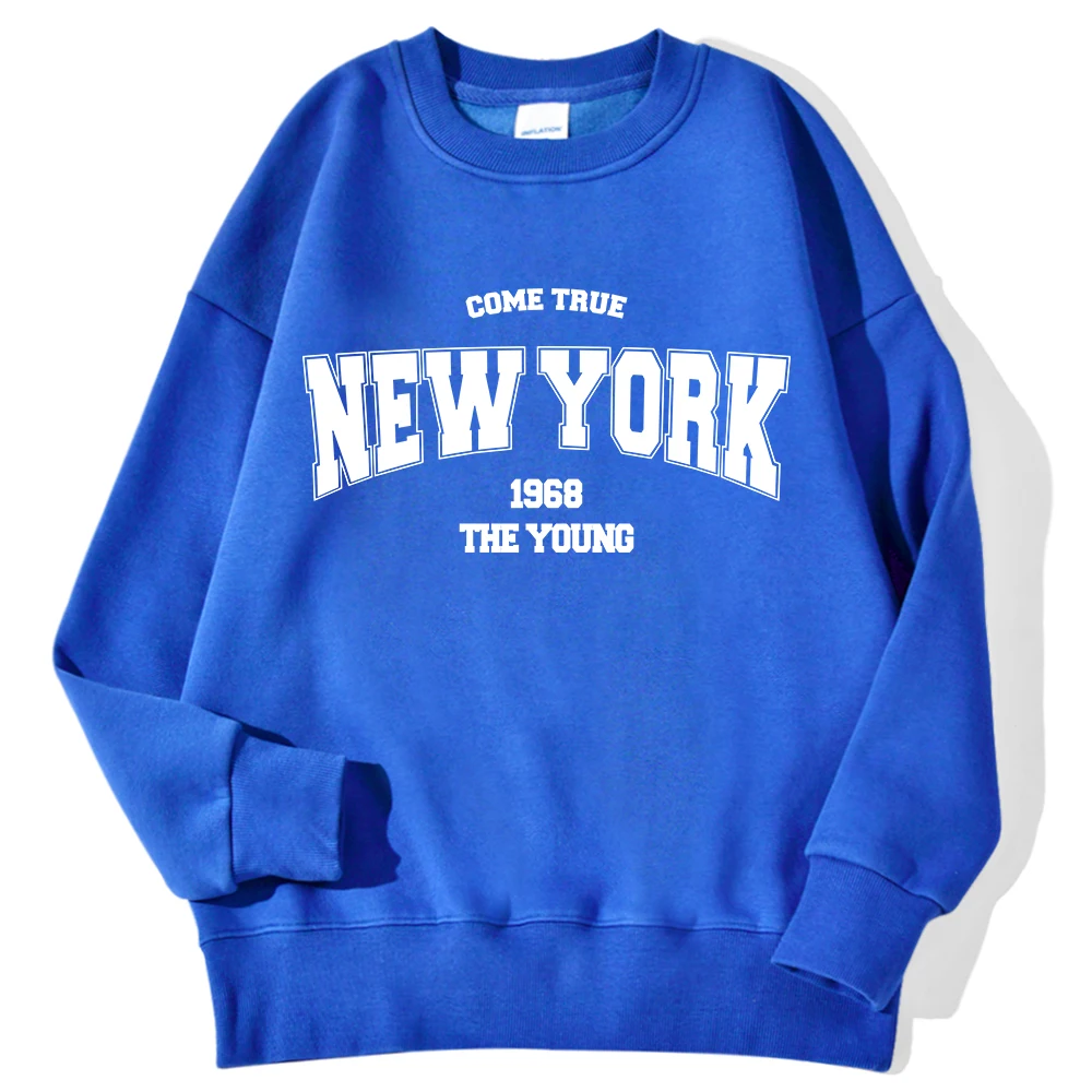 New York California Malibu Letter Sweatshirts Winter Women Casual Loose Hoodie Fleece Warm Crewneck Pullover Comfortable Clothes