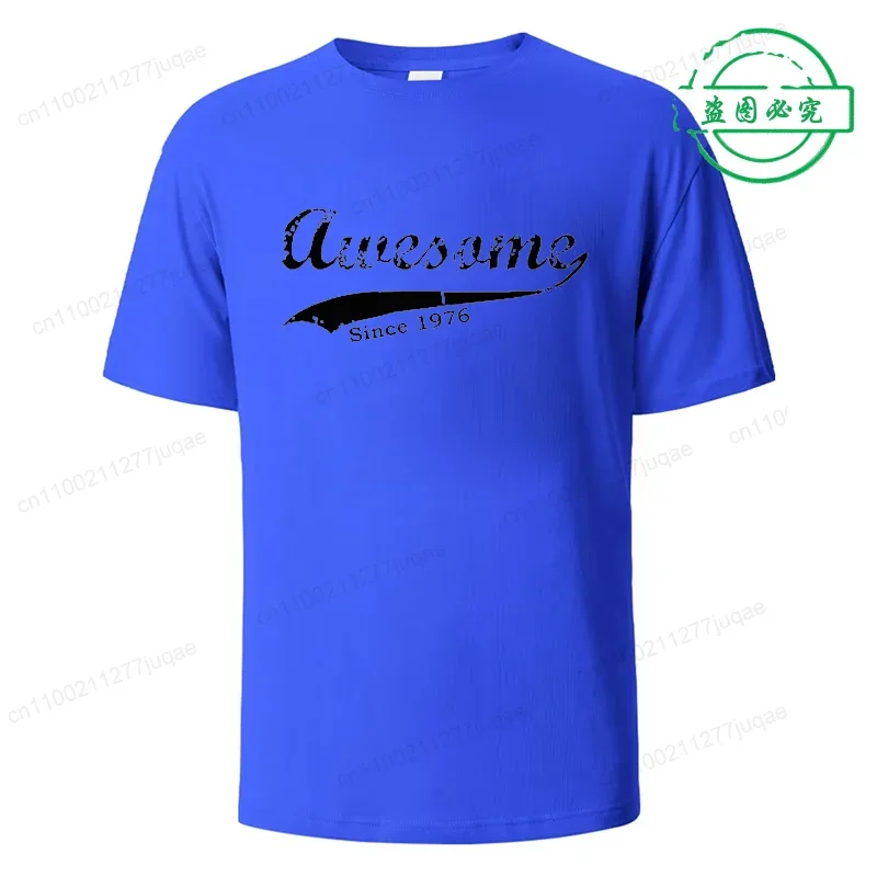 Unisex Casual Short Sleeve T-Shirt 'Awesome since 1976' Print Designer Tee Top for Men And Women WO01