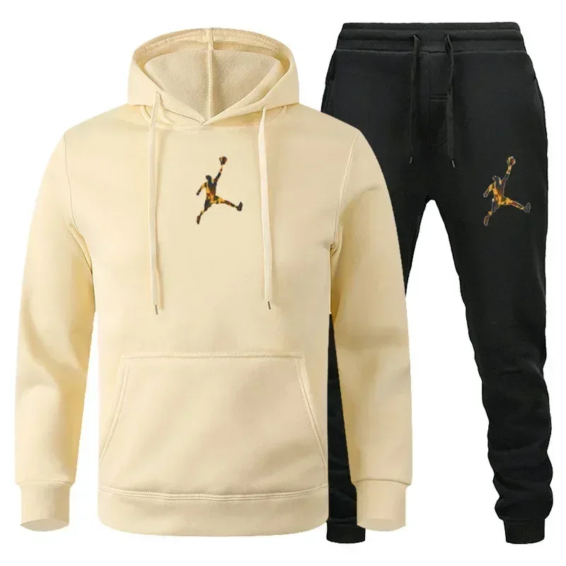 Jordan 2025 Spring Autumn Winter Fashion Men Women Hooded Sweatshirt+Pants Two-piece Set Daily Outdoor Casual Warm Sportswear