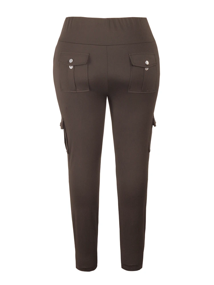 Plus Size Women's Butt Lift Leggings with Flap Pockets Women's Workout Leggings All Season All Season Casual Best Choice