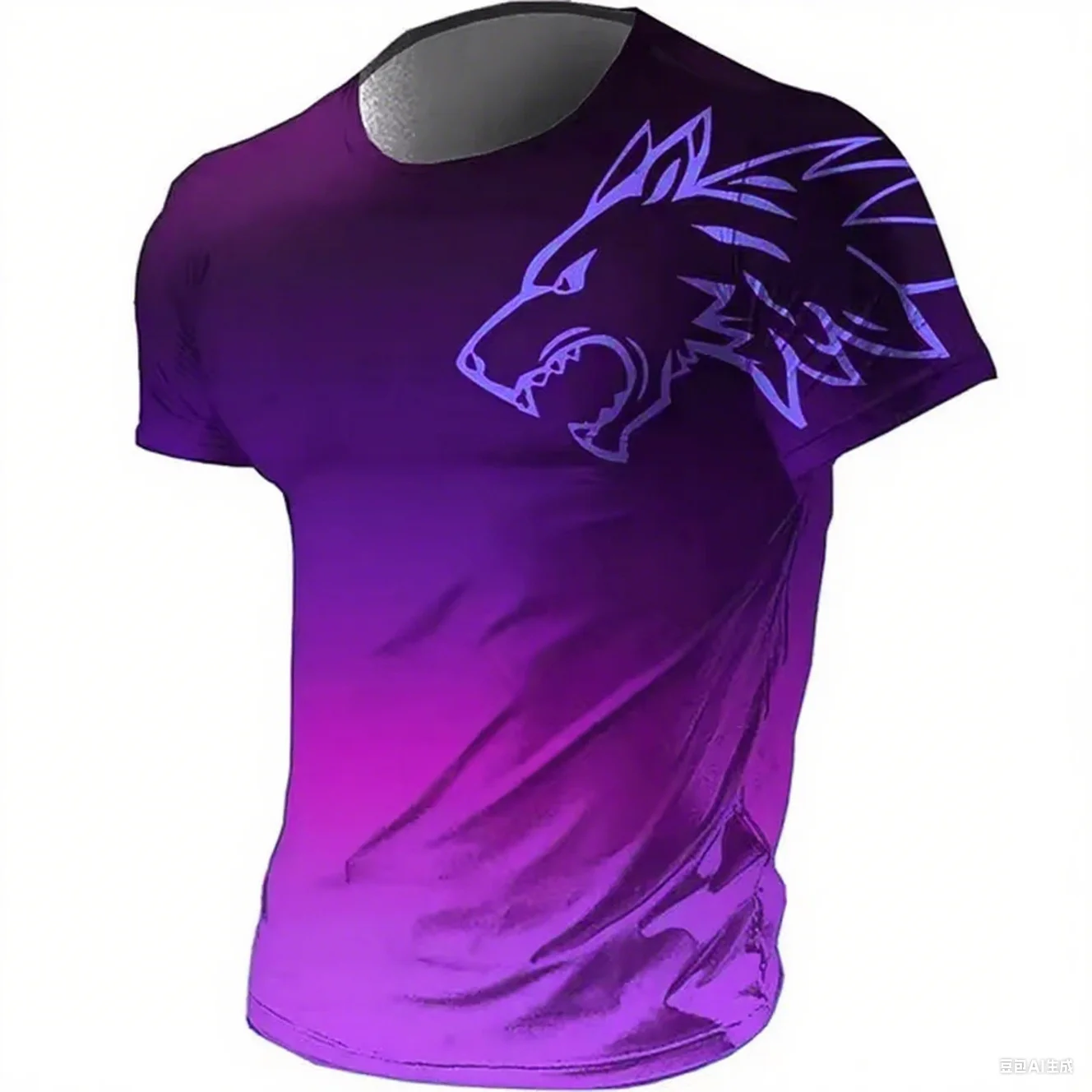 T-shirts for men fitness sportswear 2024 Summer Vintage Men's 3d Printed Quick-Drying Gradient T-shirt Animal Wolf Short Sleeve