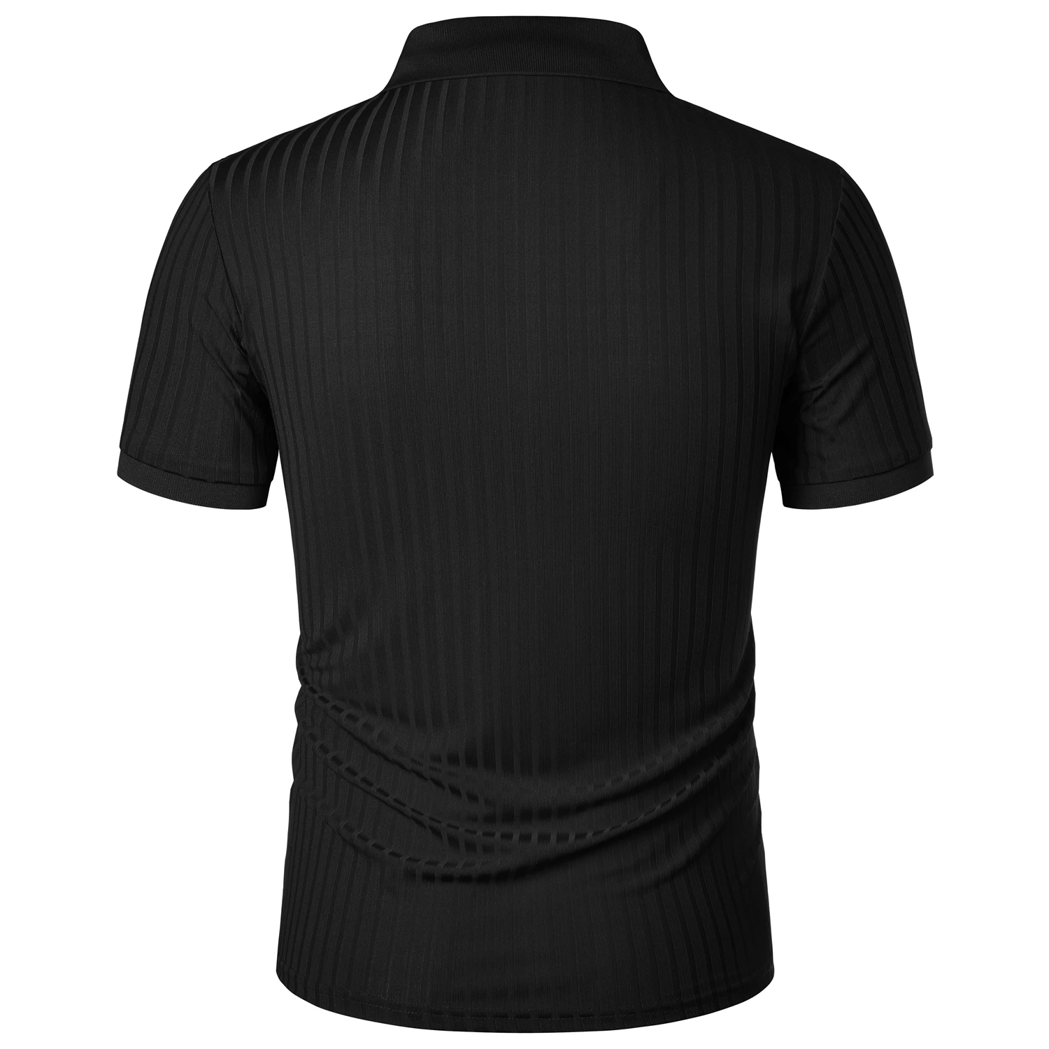 Men's running sports fitness wear summer high stretch vertical short-sleeved POLO shirt slim knit base shirt