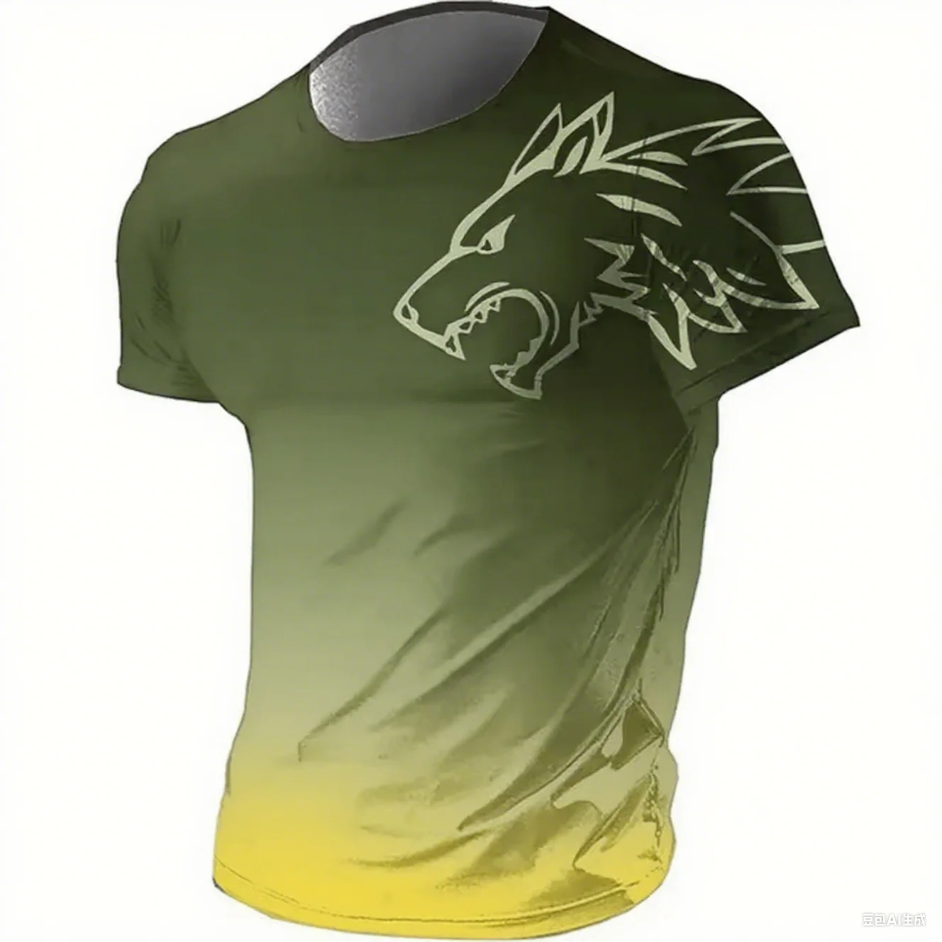 T-shirts for men fitness sportswear 2024 Summer Vintage Men's 3d Printed Quick-Drying Gradient T-shirt Animal Wolf Short Sleeve