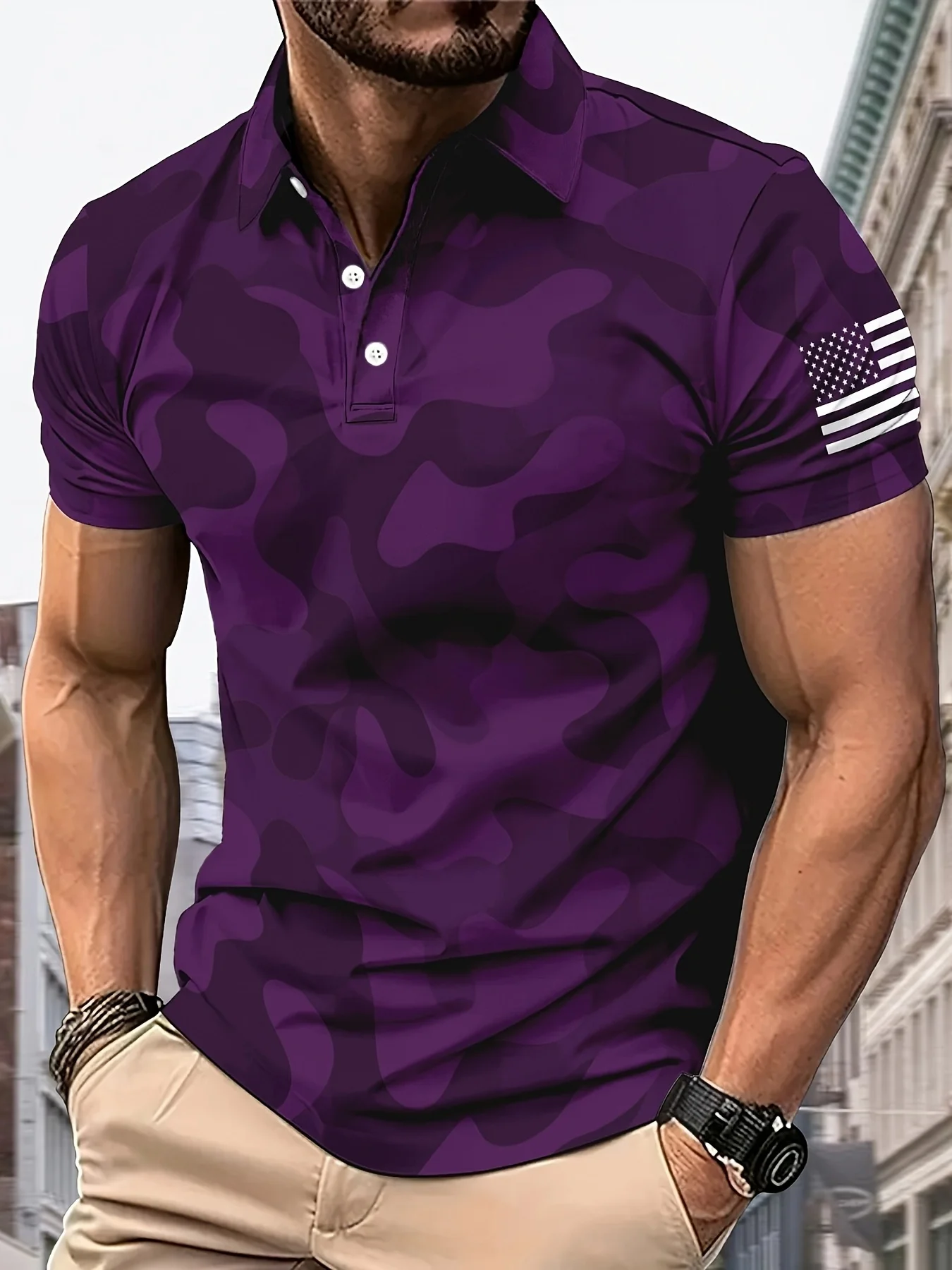 The new men's short-sleeved POLO shirt for summer 2025 features a casual comfortable and soft 3D pattern print