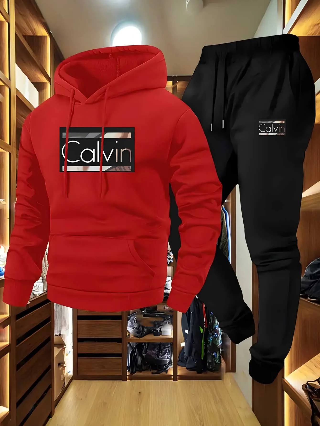 Letter Print Trendy Hoodie and Loose Drawstring Pants Set, Casual Comfortable Breathable Sweatshirt with Kangaroo Pocket