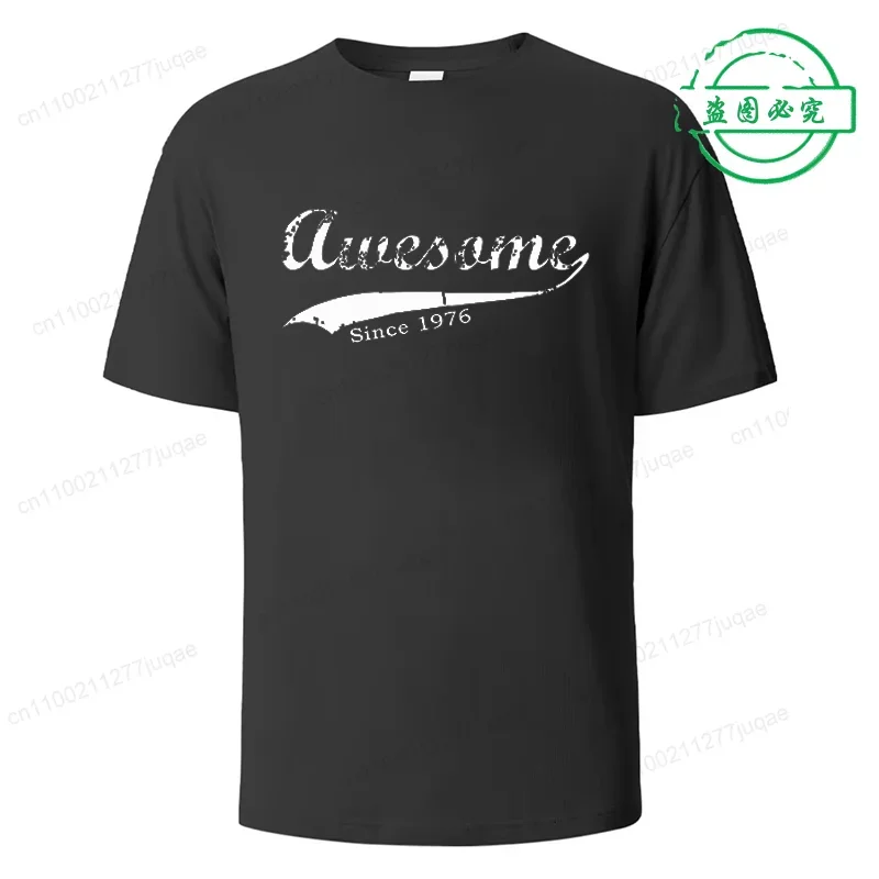 Unisex Casual Short Sleeve T-Shirt 'Awesome since 1976' Print Designer Tee Top for Men And Women WO01