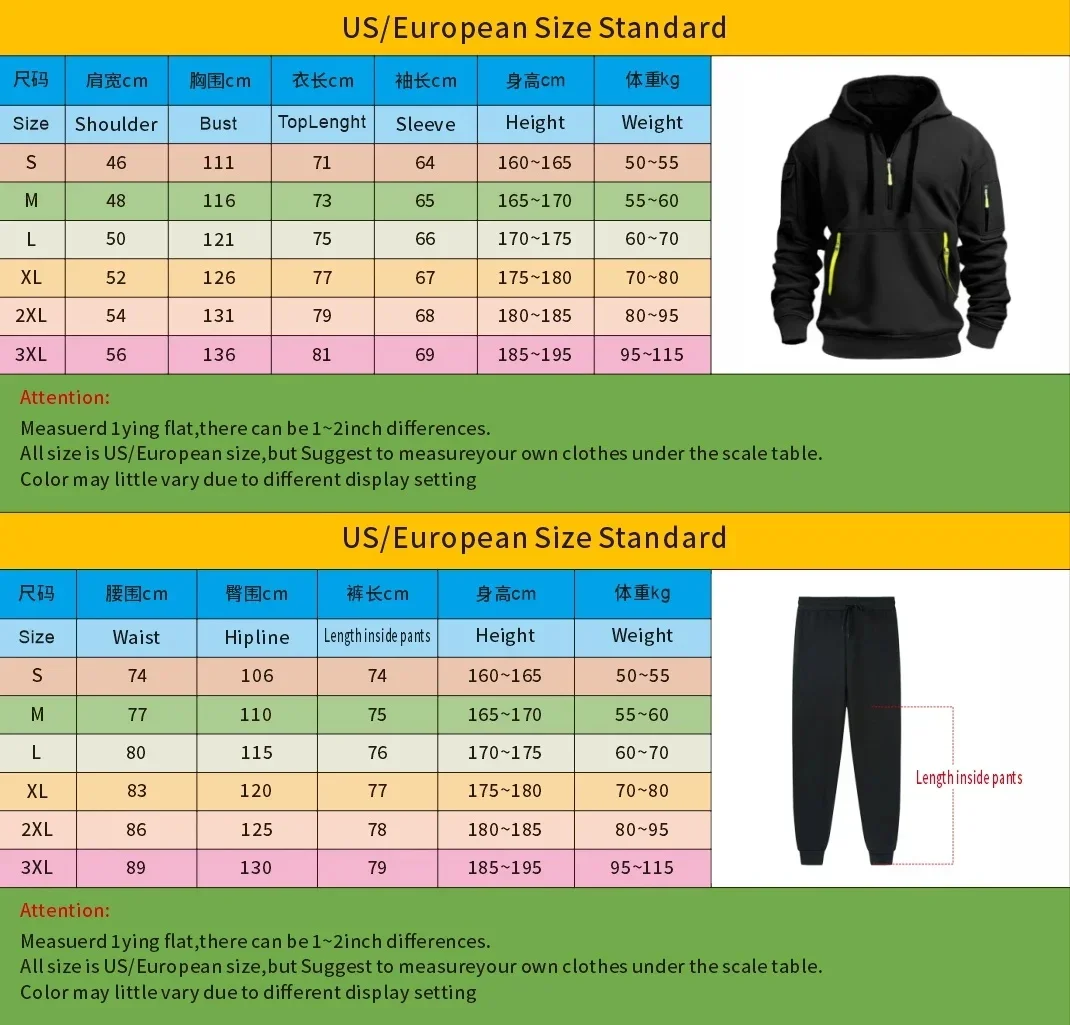 Autumn and Winter 2025 new men's hooded sweatshirt + pants two-piece set, outdoor multi-pocket men's pullover sportswear set