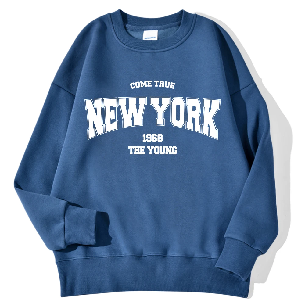 New York California Malibu Letter Sweatshirts Winter Women Casual Loose Hoodie Fleece Warm Crewneck Pullover Comfortable Clothes