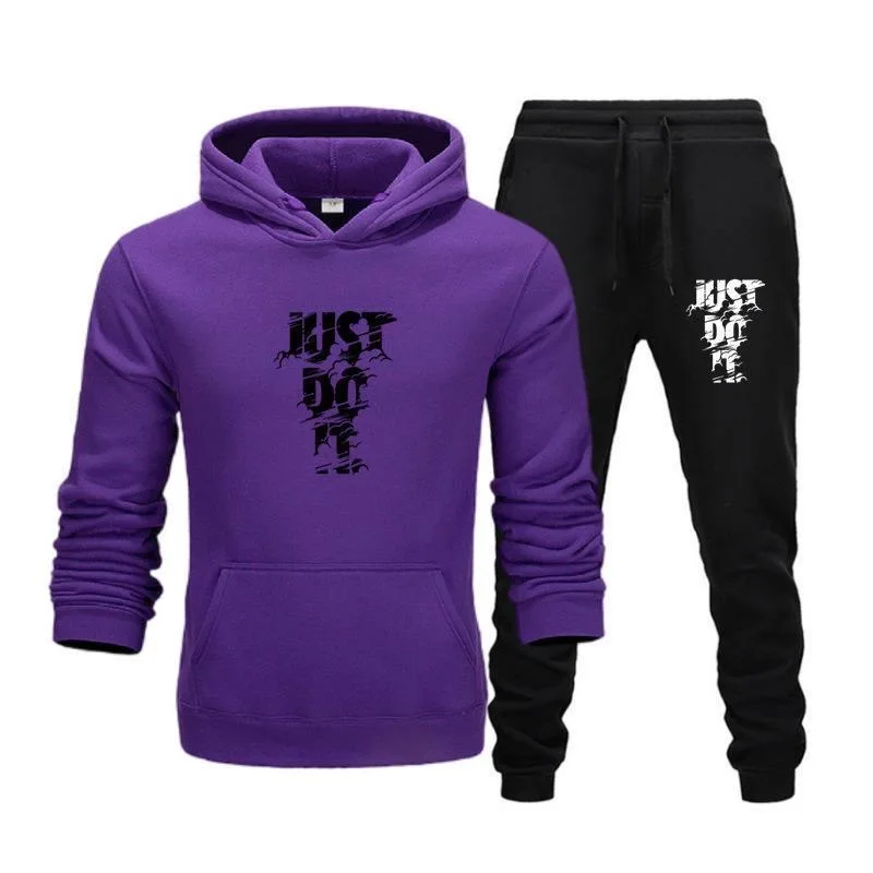 Men's fashion set daily casual hooded sweatshirt and comfortable sports pants