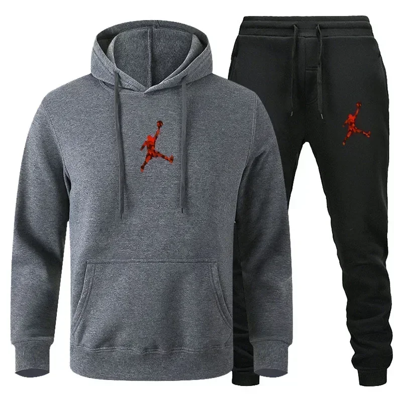 Jordan 2025 Spring Autumn Winter Fashion Men Women Hooded Sweatshirt+Pants Two-piece Set Daily Outdoor Casual Warm Sportswear
