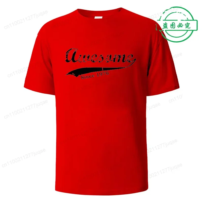 Unisex Casual Short Sleeve T-Shirt 'Awesome since 1976' Print Designer Tee Top for Men And Women WO01