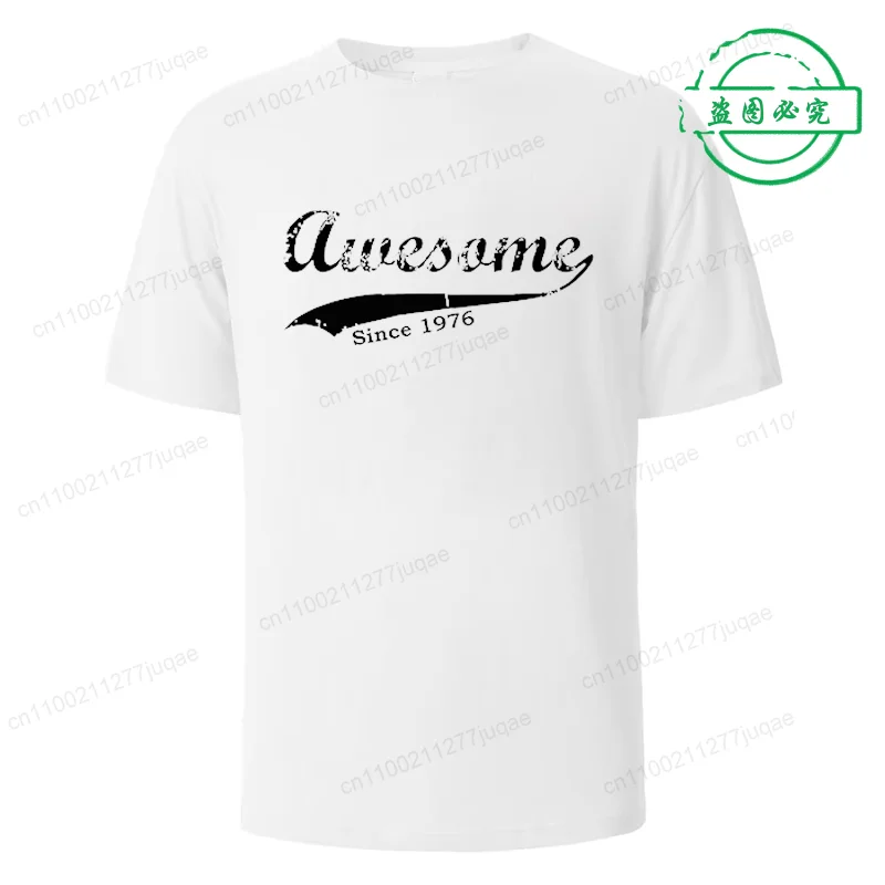 Unisex Casual Short Sleeve T-Shirt 'Awesome since 1976' Print Designer Tee Top for Men And Women WO01