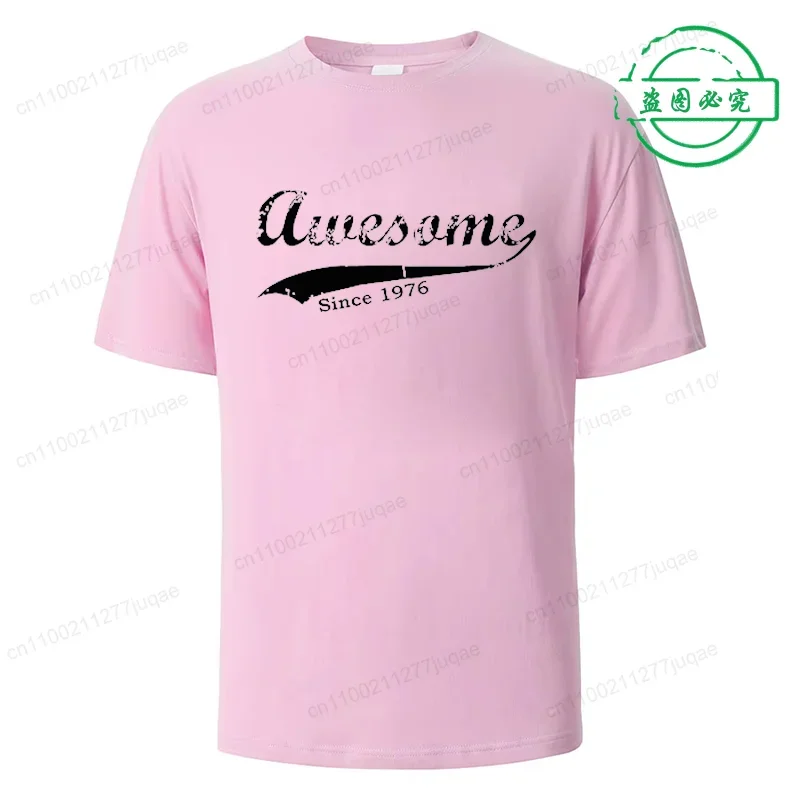 Unisex Casual Short Sleeve T-Shirt 'Awesome since 1976' Print Designer Tee Top for Men And Women WO01