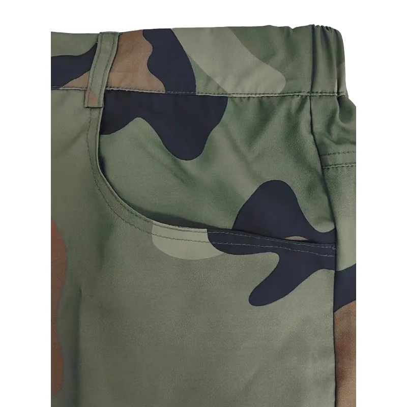 Plus Size 1XL-5XL Women Fashion Camouflage Pants Women Green Stretch Pencil Pants Casual Button Pocket Military Trousers