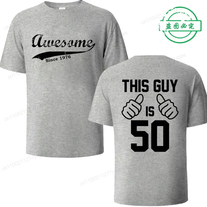 Unisex Casual Short Sleeve T-Shirt 'Awesome since 1976' Print Designer Tee Top for Men And Women WO01