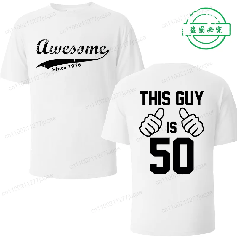 Unisex Casual Short Sleeve T-Shirt 'Awesome since 1976' Print Designer Tee Top for Men And Women WO01