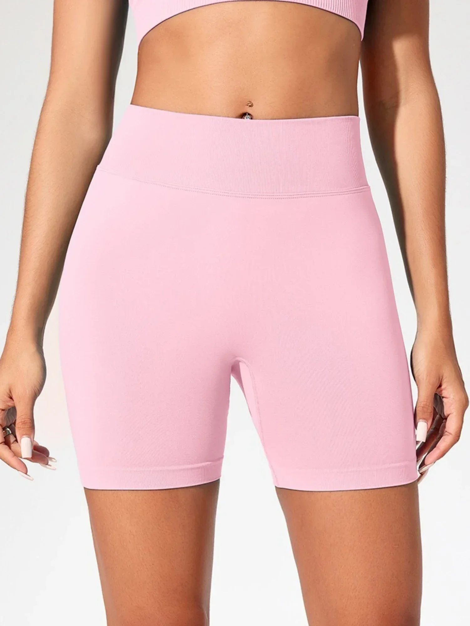 Summer High Waisted Yoga Shorts for Women Fashionable and Sexy Running Fitness Pants Solid Color Yoga Leggings Elastic Tights