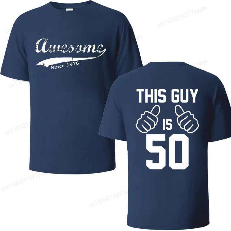 Unisex Casual Short Sleeve T-Shirt 'Awesome since 1976' Print Designer Tee Top for Men And Women WO01