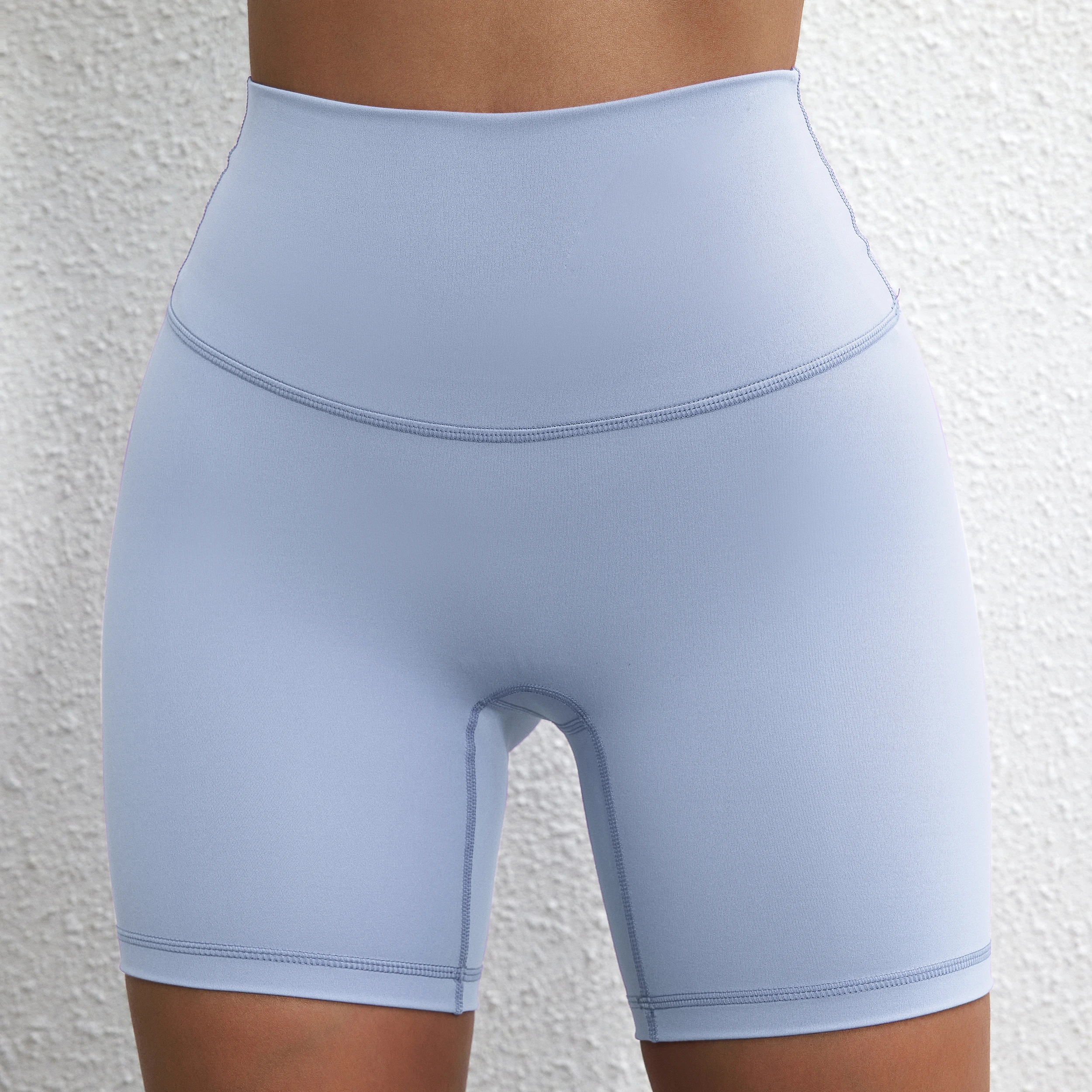 Solid Color Women Fitness Sports Short High Waist Yoga Short Leg Cycling Comprehensive Training Jog Squat Proof Internal Pocket