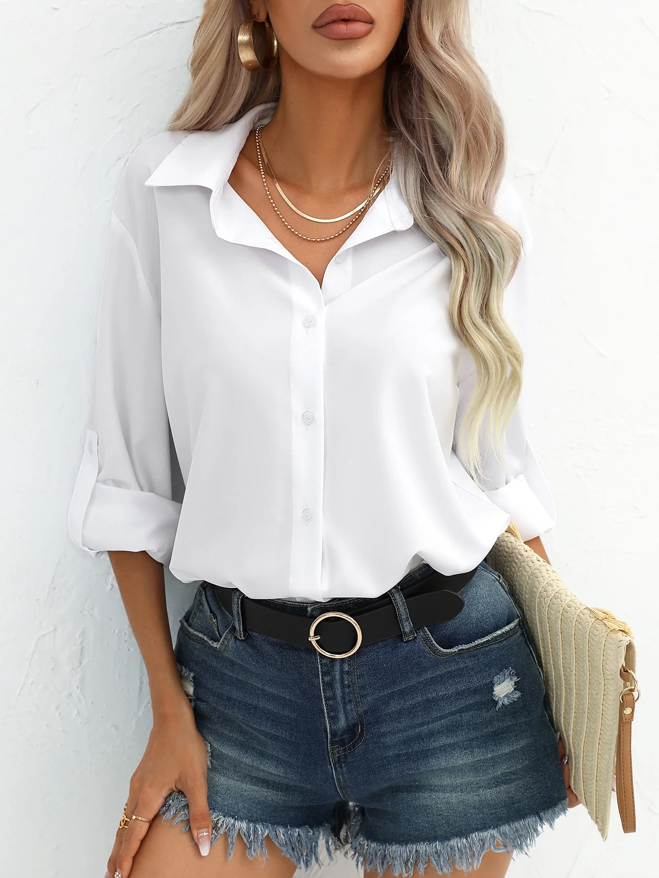 Women's Loose Casual Long-Sleeved Shirt Solid Color Spring Autumn Fashion Senior Sense Comfortable Fit Elegant Top