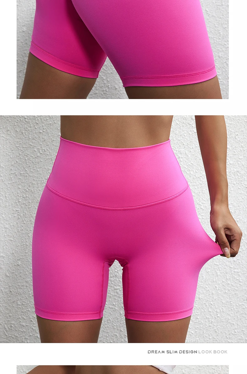 Solid Color Women Fitness Sports Short High Waist Yoga Short Leg Cycling Comprehensive Training Jog Squat Proof Internal Pocket